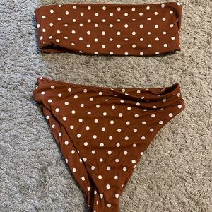 LA hearts brand, size S, Brown with white poka dots